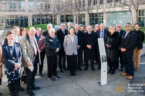 Attendees at the ceremony to mark the unveiling of Sir Roland Wilson Place