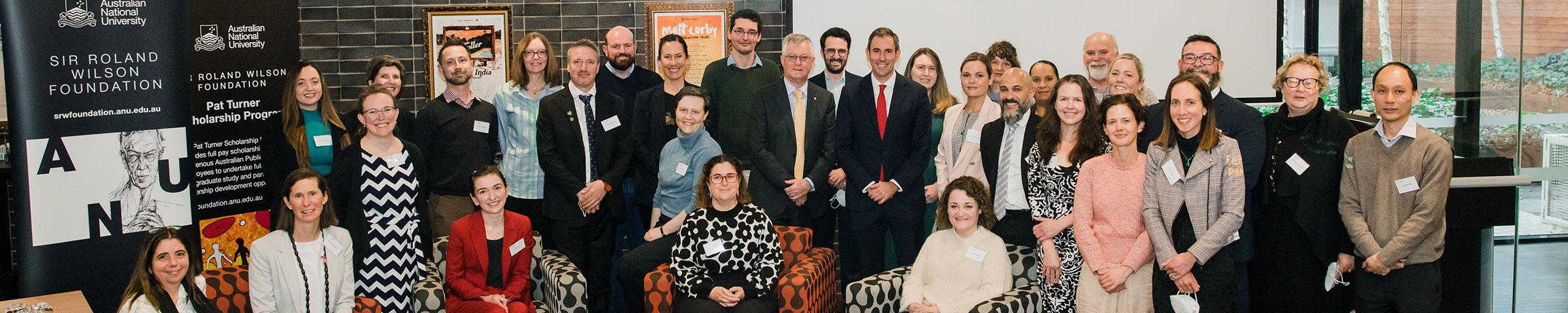 Image of Sir Roland Wilson and Pat Turner scholars with the Hon Dr Jim Chalmers MP